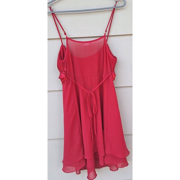 Flora Intimates Fairy Coquette Semi Sheer Rossete Pleats Ruffle Babydoll Dress M - Picture 3 of 5